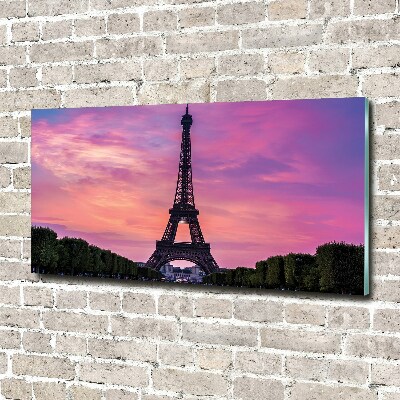 Cuadro de cristal templado moderno horizontal Torre Eiffel de París