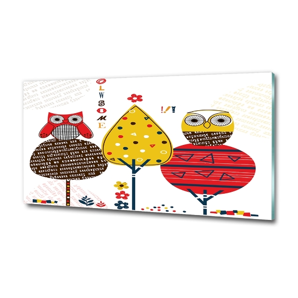 Fotoobraz na ścianę szklany Sowy na drzewie