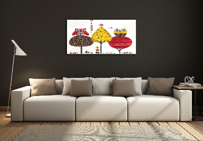 Fotoobraz na ścianę szklany Sowy na drzewie