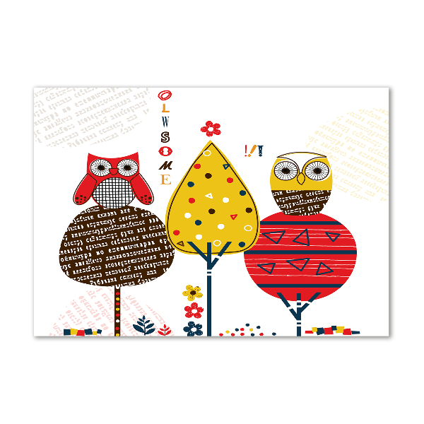 Fotoobraz na ścianę szklany Sowy na drzewie