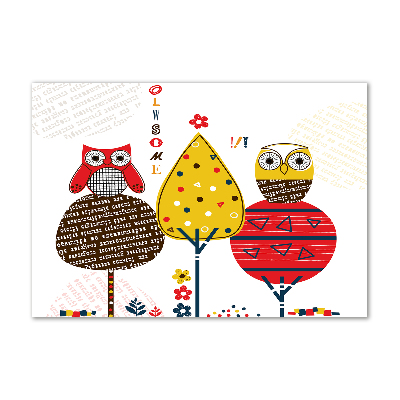 Impresión en cristal con acabado brillante horizontal Búhos en un árbol