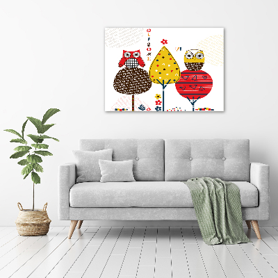 Fotoobraz na ścianę szklany Sowy na drzewie