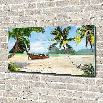 Impresión en cristal con acabado brillante horizontal Palmeras en la playa
