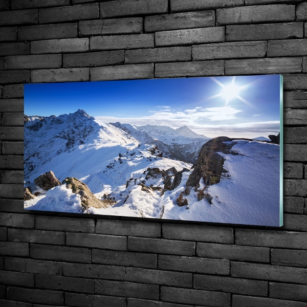 Cuadro decorativo de vidrio para salón horizontal Pico Tatra
