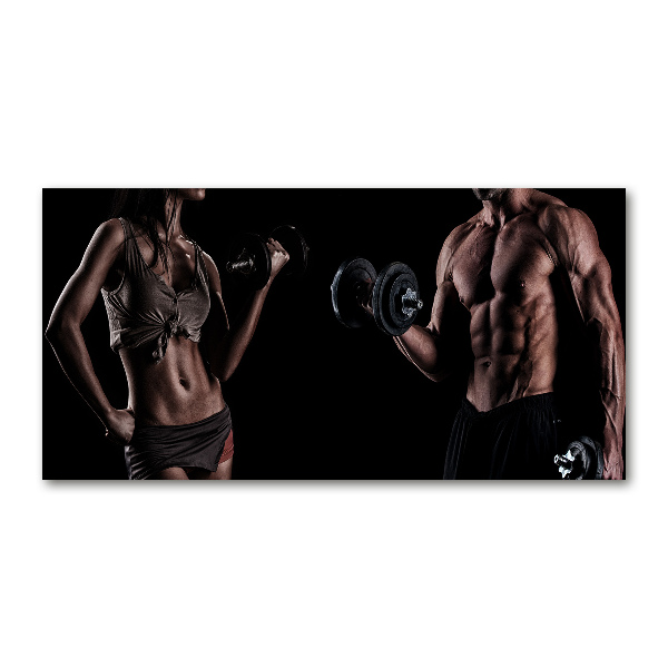Cuadro decorativo de vidrio para salón horizontal desarrollo muscular