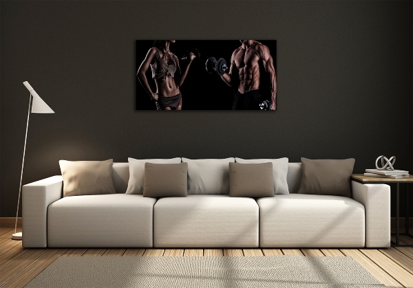 Cuadro decorativo de vidrio para salón horizontal desarrollo muscular