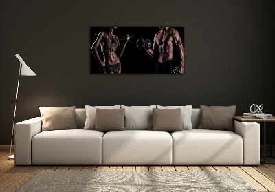 Cuadro decorativo de vidrio para salón horizontal desarrollo muscular