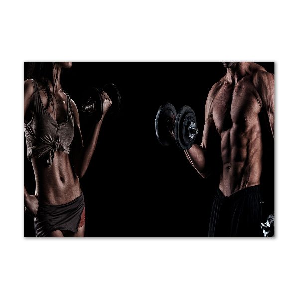 Cuadro decorativo de vidrio para salón horizontal desarrollo muscular