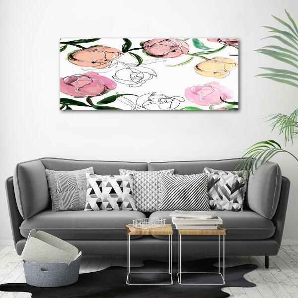 Impresión en cristal con acabado brillante horizontal capullos de peonía