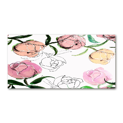 Impresión en cristal con acabado brillante horizontal capullos de peonía