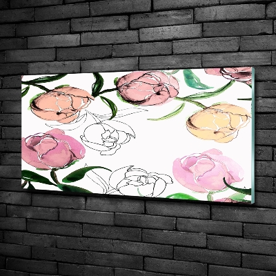 Impresión en cristal con acabado brillante horizontal capullos de peonía