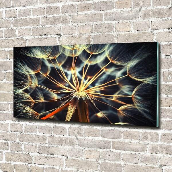 Cuadro decorativo de vidrio para salón horizontal Dientes de león