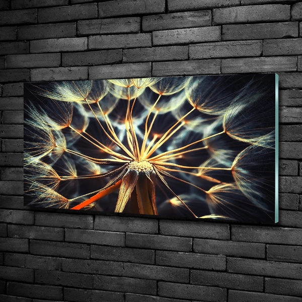 Cuadro decorativo de vidrio para salón horizontal Dientes de león