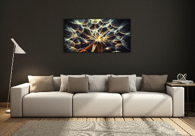 Cuadro decorativo de vidrio para salón horizontal Dientes de león