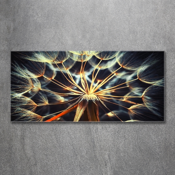 Cuadro decorativo de vidrio para salón horizontal Dientes de león