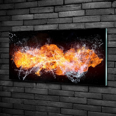 Impresión en cristal con acabado brillante horizontal Fuego contra agua