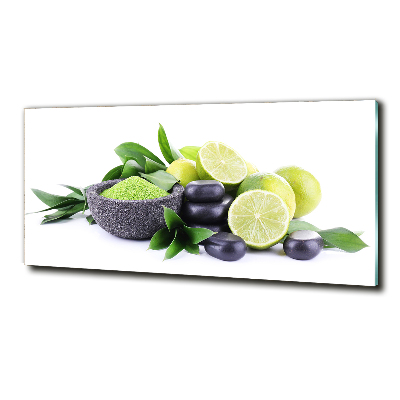 Foto obraz szklany Limonki i kamienie