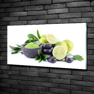Cuadro decorativo de vidrio para salón horizontal Limas y piedras