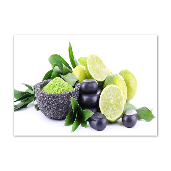 Cuadro decorativo de vidrio para salón horizontal Limas y piedras