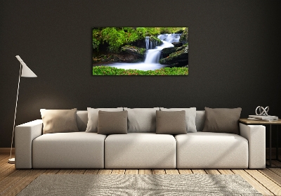 Cuadro de cristal templado moderno horizontal Cascada en el bosque