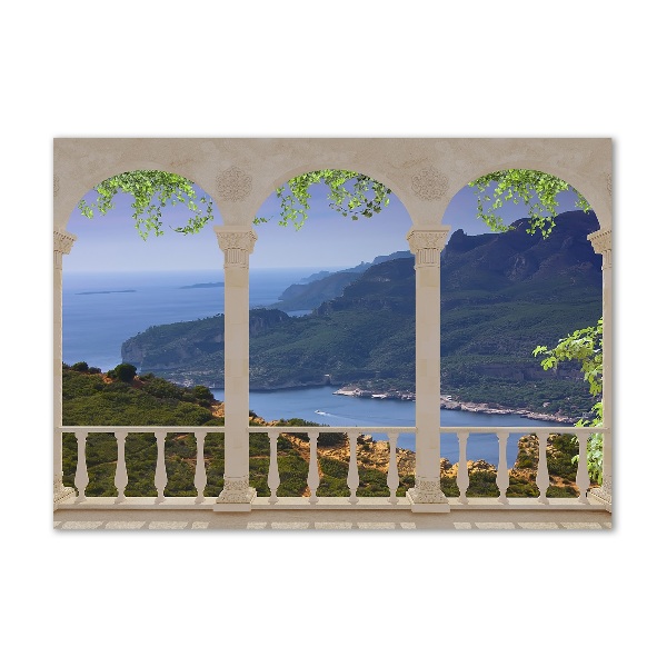 Cuadro decorativo de vidrio para salón horizontal Vista de la bahía