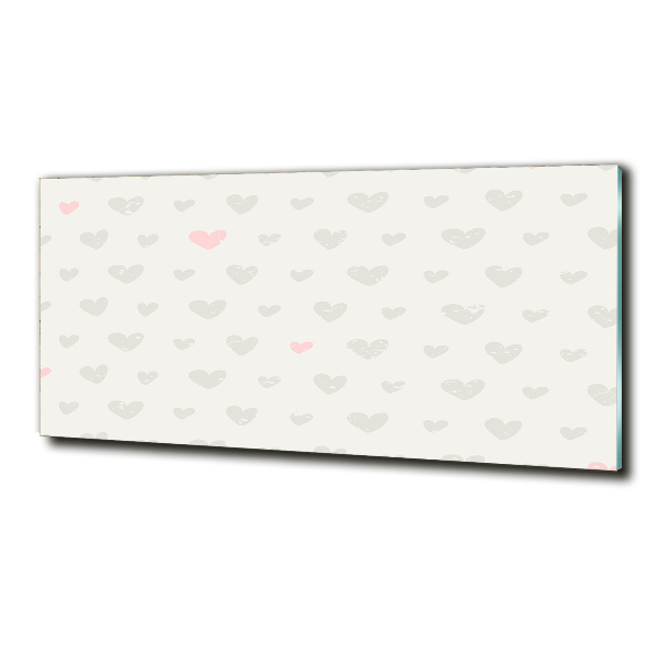 Cuadro decorativo de vidrio para salón horizontal Fondo de corazones
