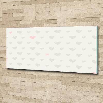Cuadro decorativo de vidrio para salón horizontal Fondo de corazones