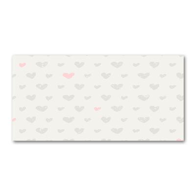 Cuadro decorativo de vidrio para salón horizontal Fondo de corazones