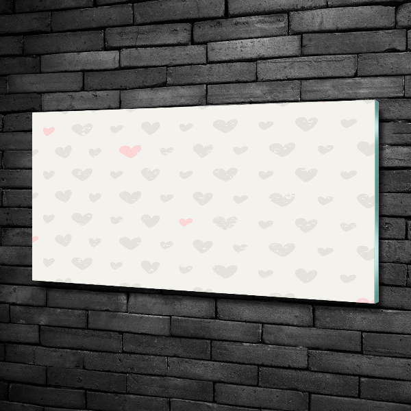 Cuadro decorativo de vidrio para salón horizontal Fondo de corazones