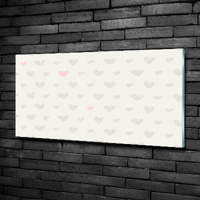 Cuadro decorativo de vidrio para salón horizontal Fondo de corazones