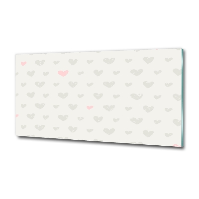 Cuadro decorativo de vidrio para salón horizontal Fondo de corazones