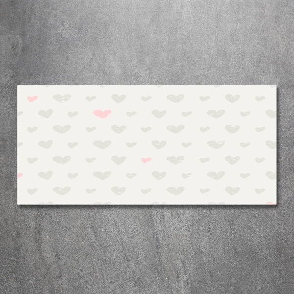 Cuadro decorativo de vidrio para salón horizontal Fondo de corazones