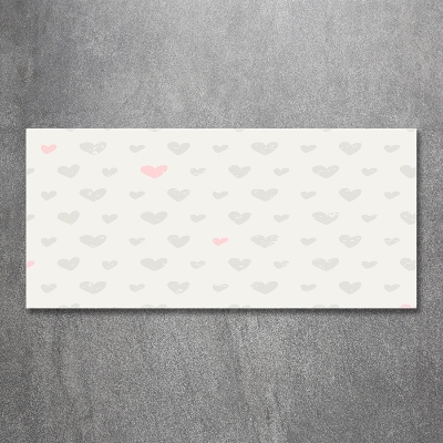 Cuadro decorativo de vidrio para salón horizontal Fondo de corazones