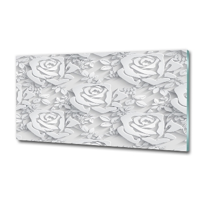 Cuadro decorativo de vidrio para salón horizontal Patrón de rosas