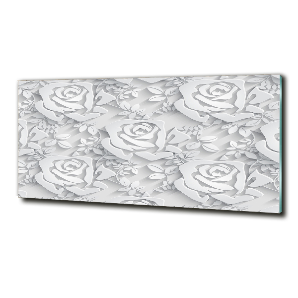 Cuadro decorativo de vidrio para salón horizontal Patrón de rosas