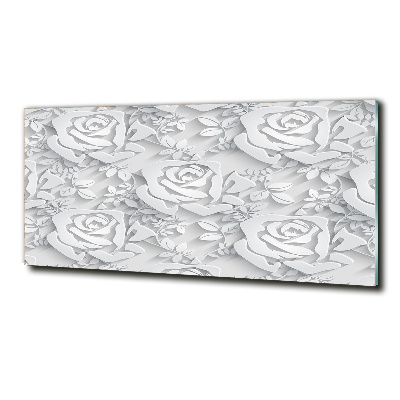 Cuadro decorativo de vidrio para salón horizontal Patrón de rosas