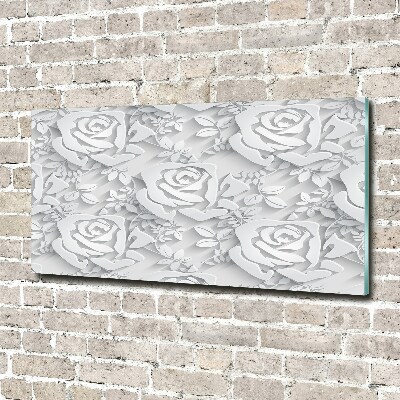 Cuadro decorativo de vidrio para salón horizontal Patrón de rosas