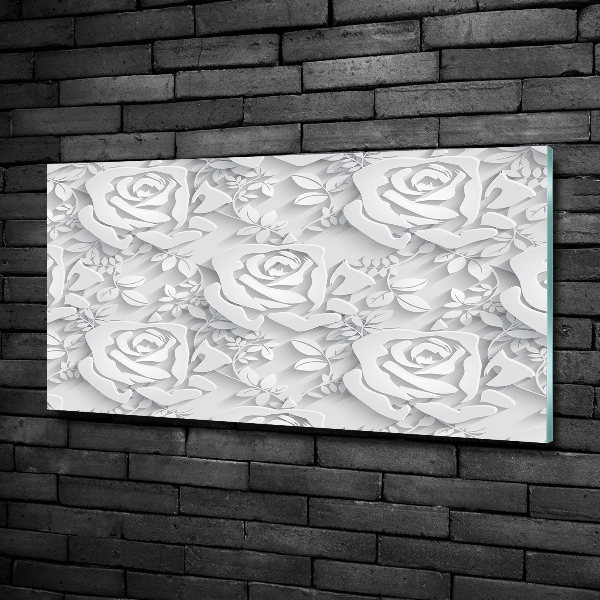 Cuadro decorativo de vidrio para salón horizontal Patrón de rosas