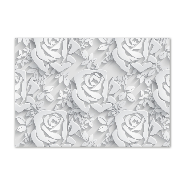 Cuadro decorativo de vidrio para salón horizontal Patrón de rosas