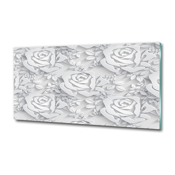 Cuadro decorativo de vidrio para salón horizontal Patrón de rosas