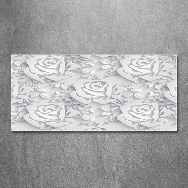 Cuadro decorativo de vidrio para salón horizontal Patrón de rosas