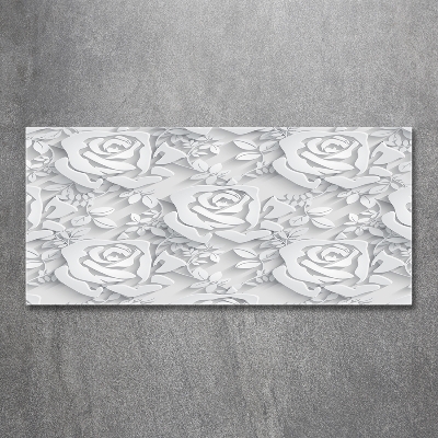 Cuadro decorativo de vidrio para salón horizontal Patrón de rosas