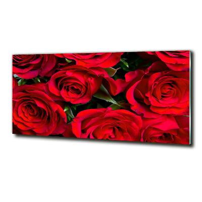 Cuadro de cristal templado moderno horizontal rosas rojas