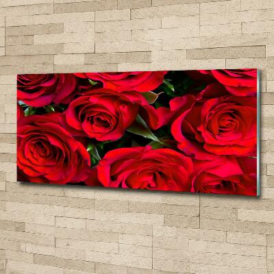 Cuadro de cristal templado moderno horizontal rosas rojas