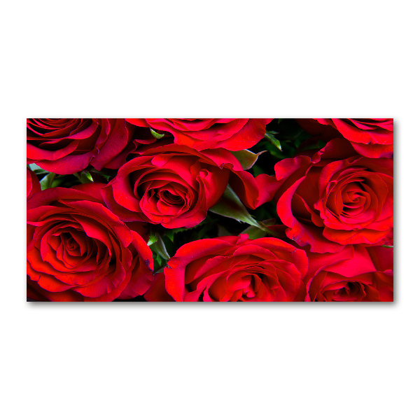 Cuadro de cristal templado moderno horizontal rosas rojas