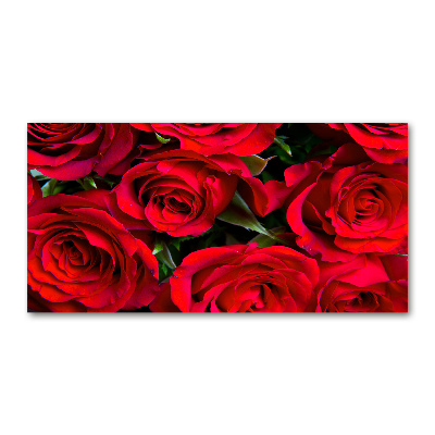 Cuadro de cristal templado moderno horizontal rosas rojas