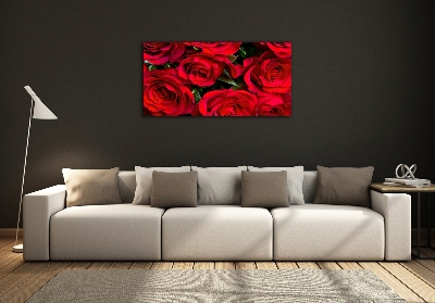 Cuadro de cristal templado moderno horizontal rosas rojas