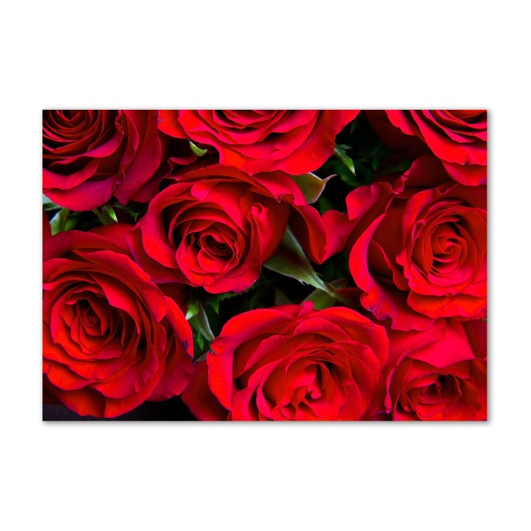 Cuadro de cristal templado moderno horizontal rosas rojas