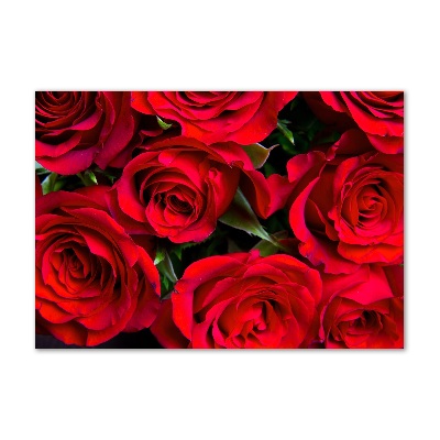 Cuadro de cristal templado moderno horizontal rosas rojas