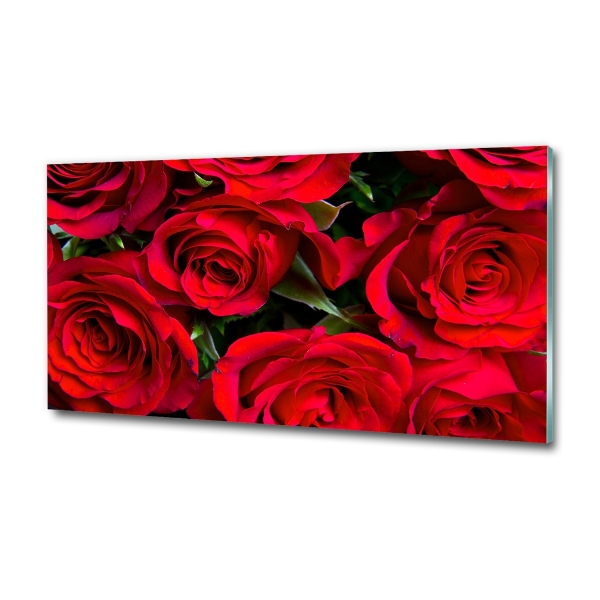 Cuadro de cristal templado moderno horizontal rosas rojas